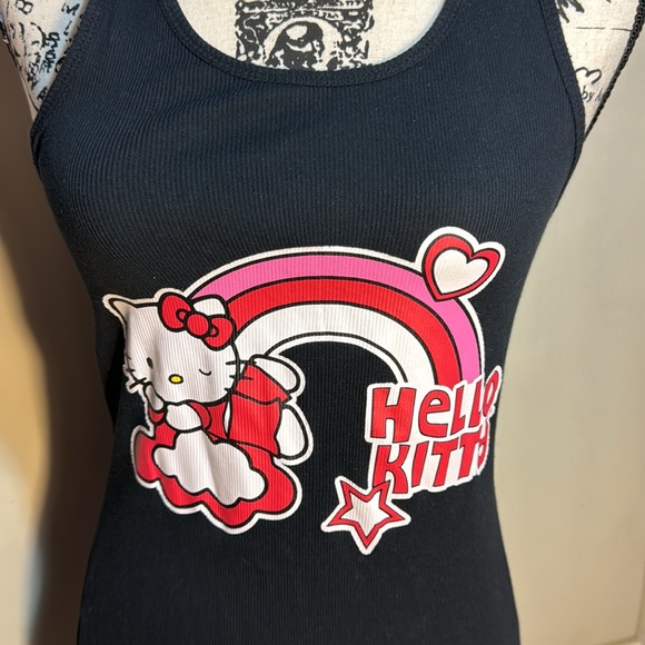 Hello Kitty Sanrio Retro Black Tank Top Juniors size Large slim fit - Picture 3 of 11